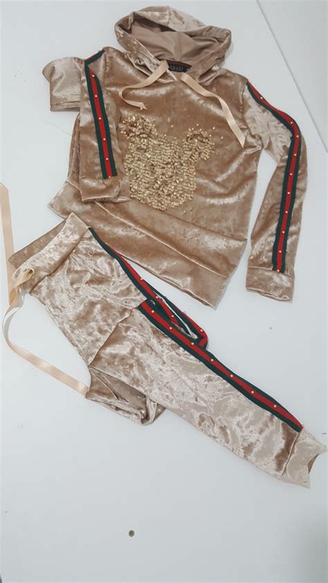 crushed velvet gucci tracksuit.